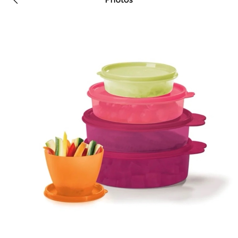 Tupperware Food Storage Set - Green, Pink, Orange
